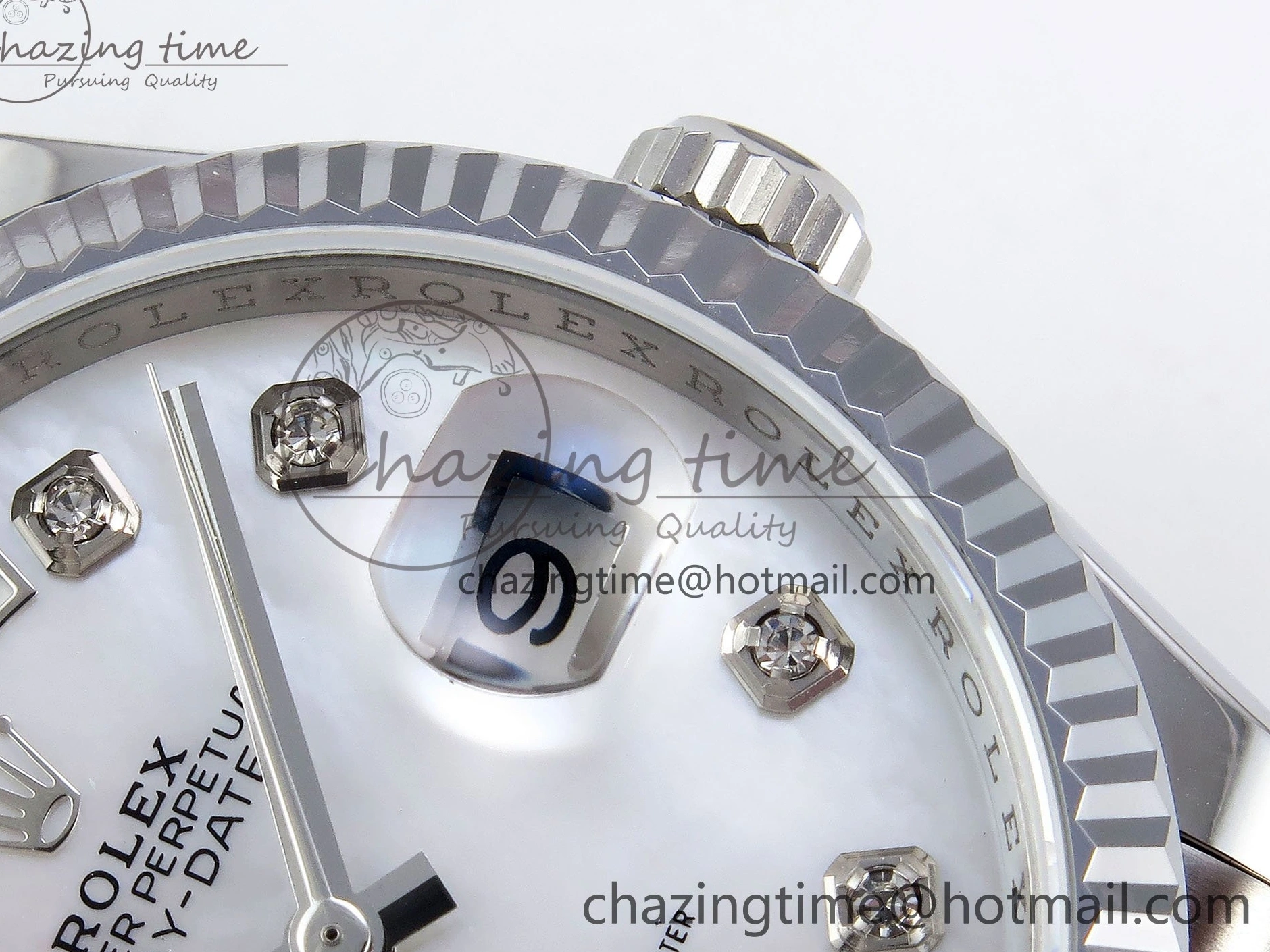 MiroTime 0310 Day Date 36 SS TWSF Best Edition White Diamonds Dial on SS Bracelet A Trendsetting 1604